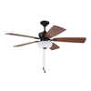 Litex Industries 52” Bronze Finish Ceiling Fan Includes Blades and LED Light Kit SG52EB5L